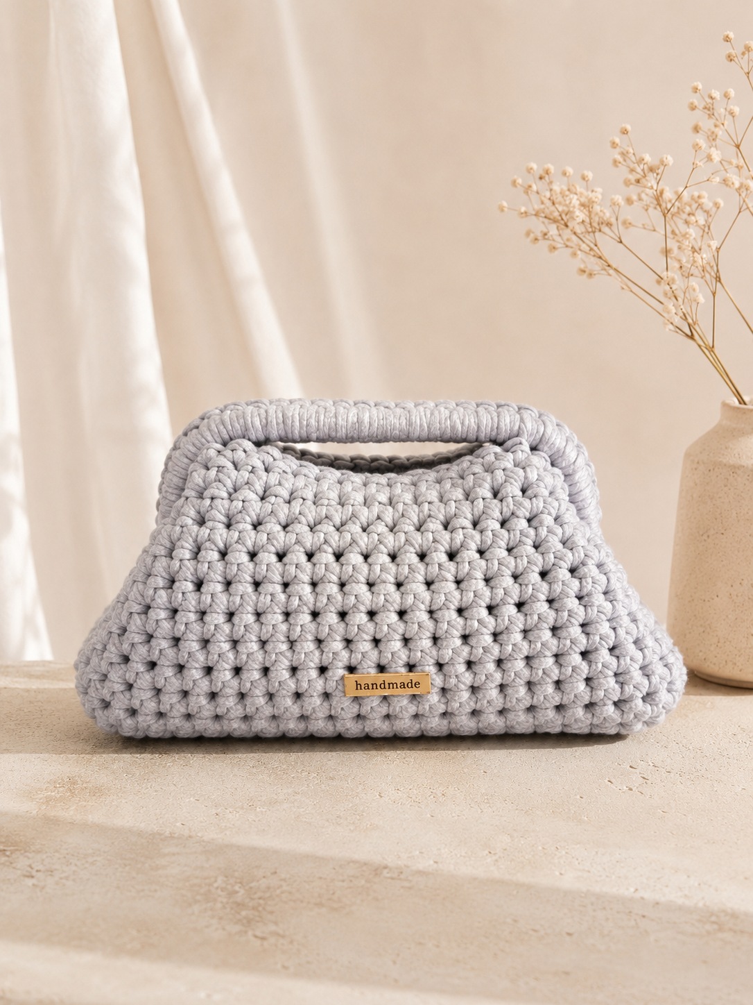 Handmade Crochet Clutch - Grey