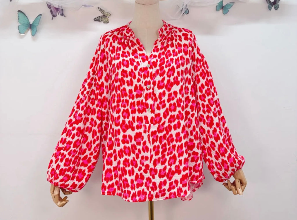 Musselin Leopard Blouse