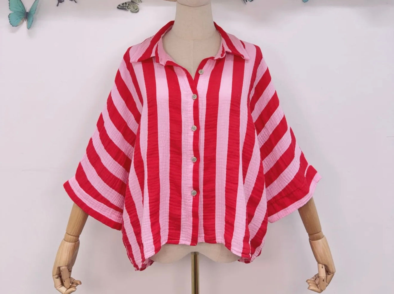 Musselin Striped Blouse half Arm