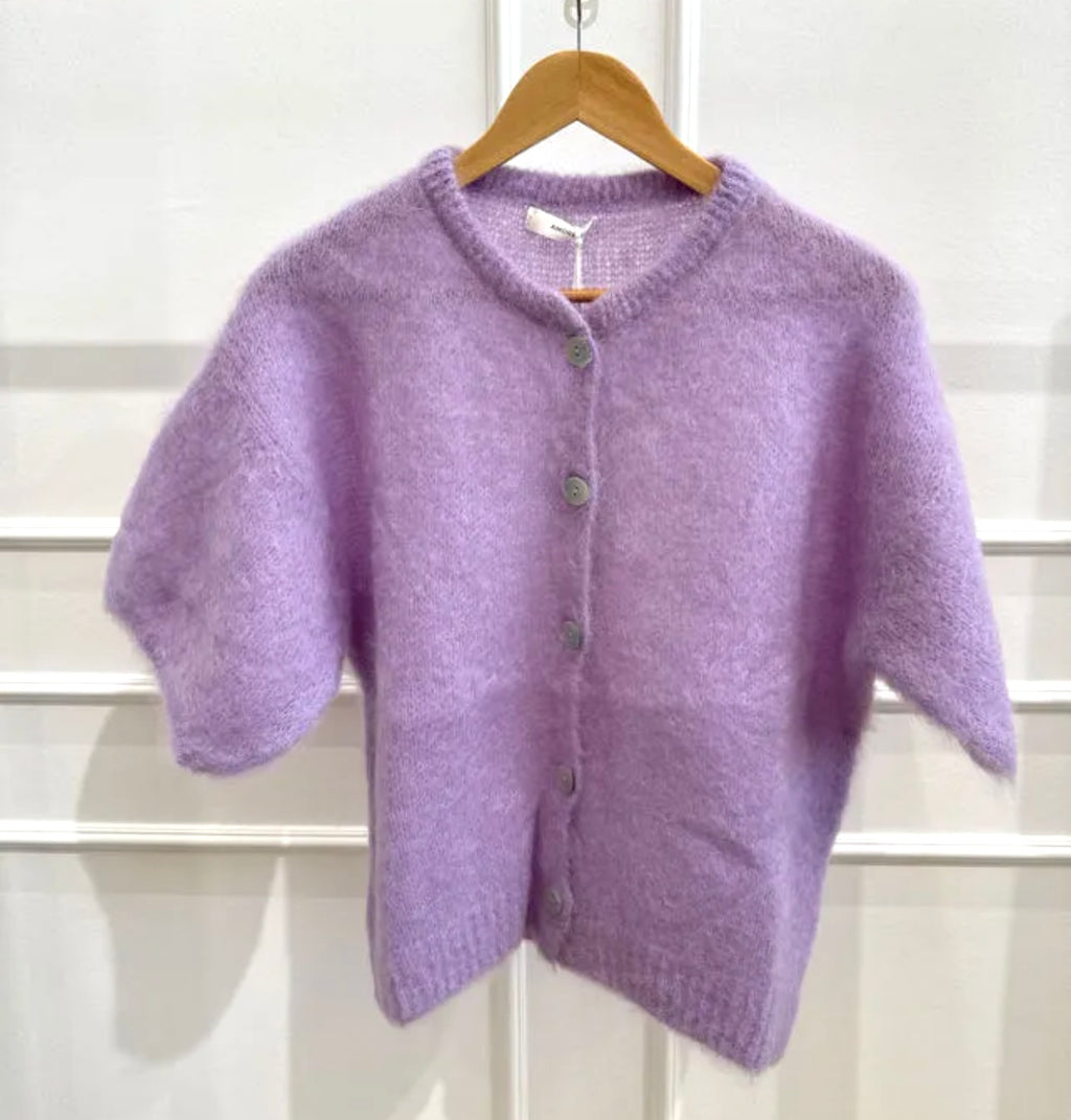 Soft Short Sleeve Mohair Cardigan