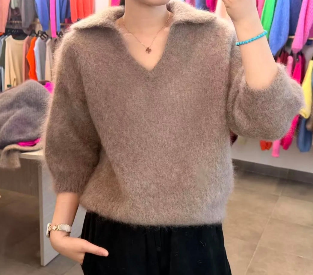 Kid Mohair V-Neck Sweater