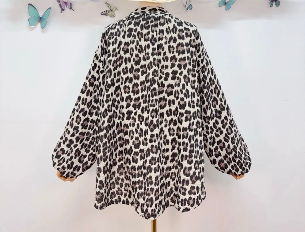 Musselin Leopard Blouse