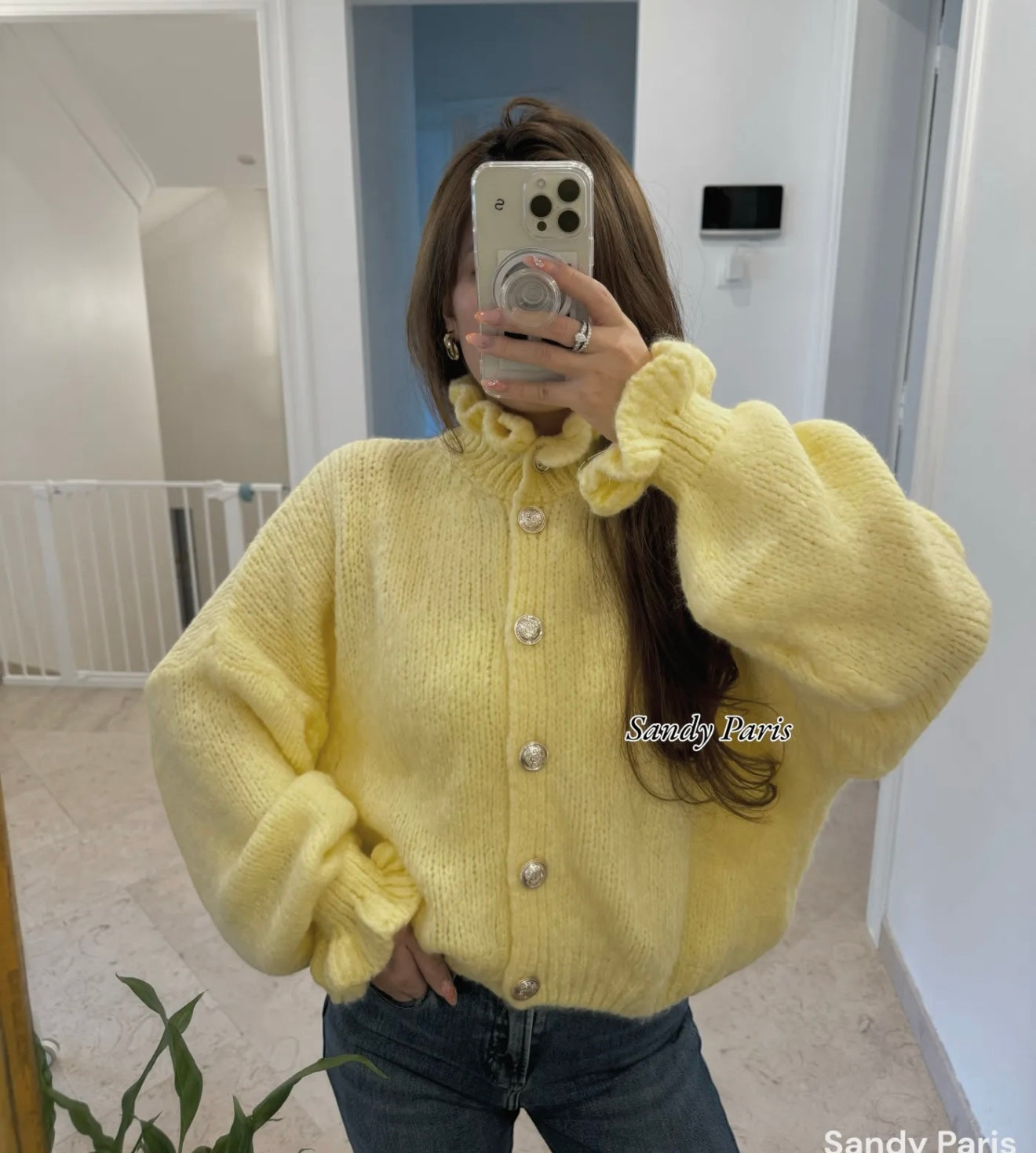 Ruffled Knit Cardigan