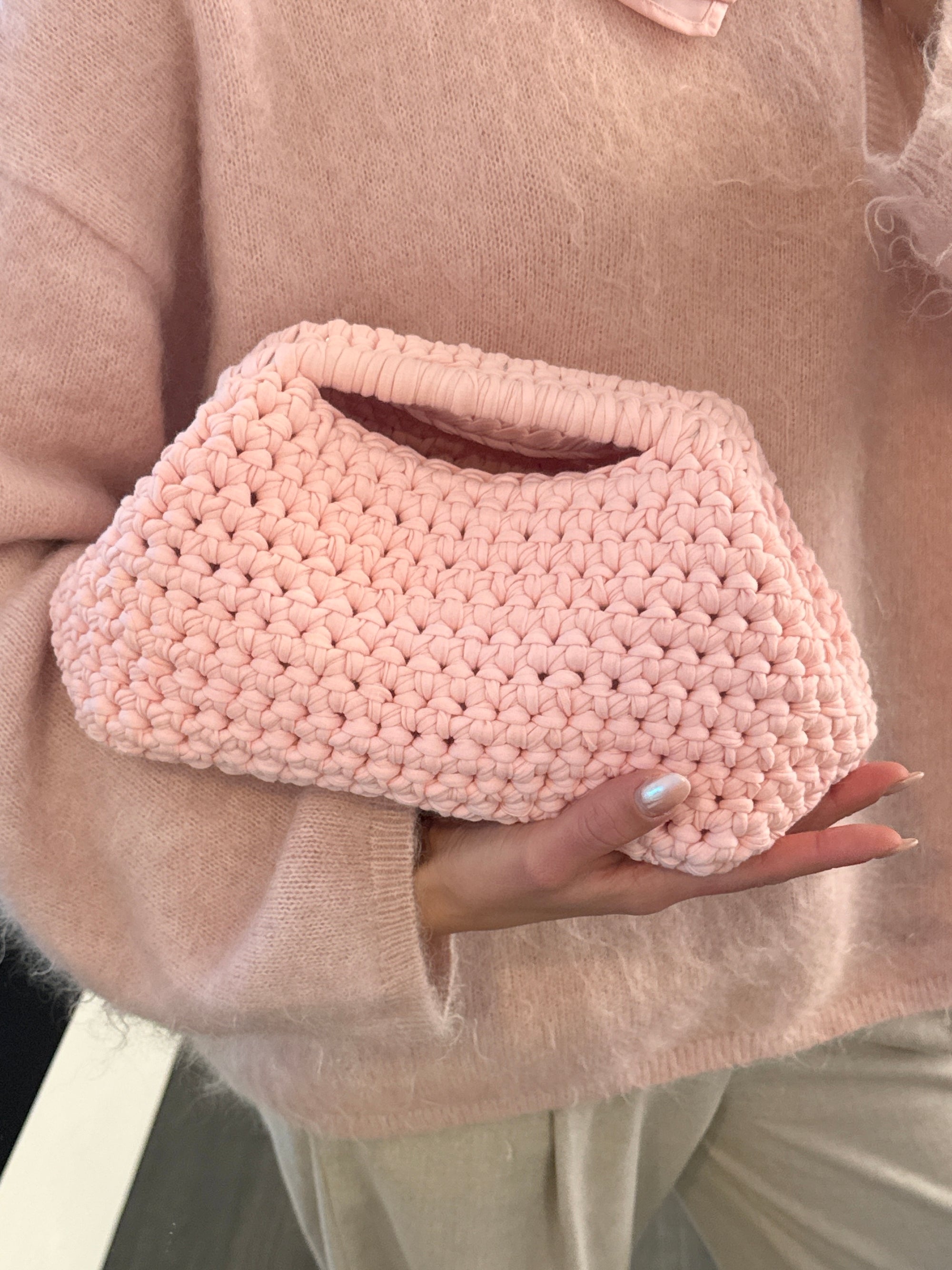 Handmade Crochet Clutch- apricot rose