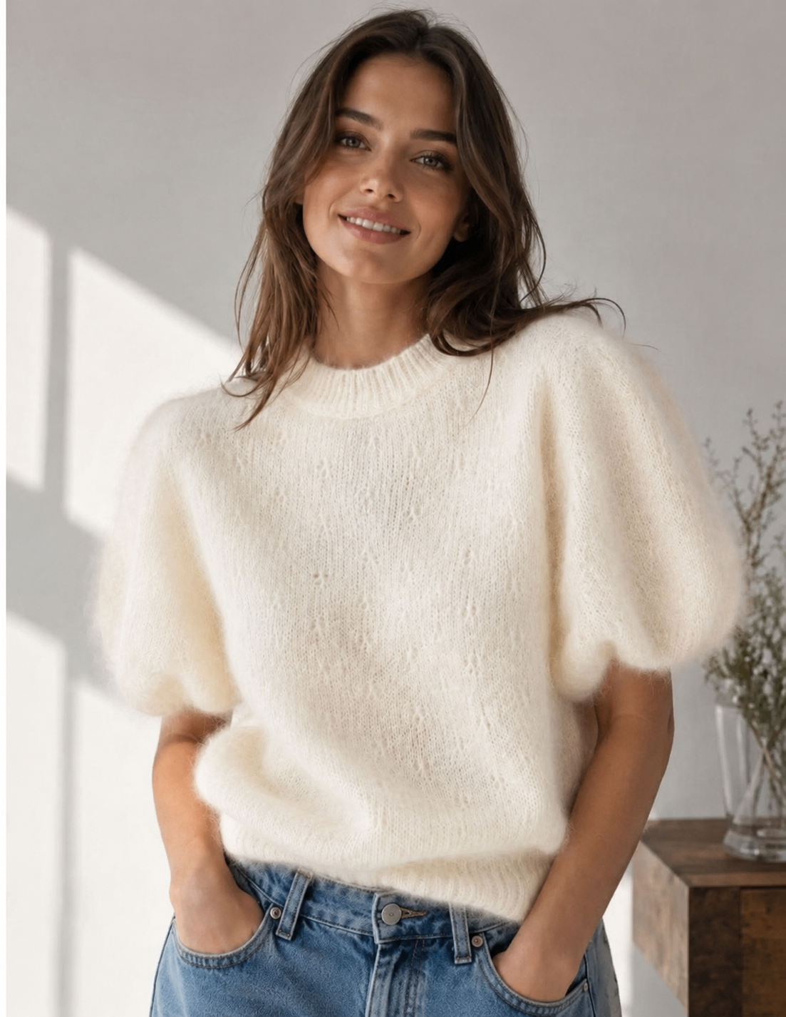 Mohair short Puff Sleeve