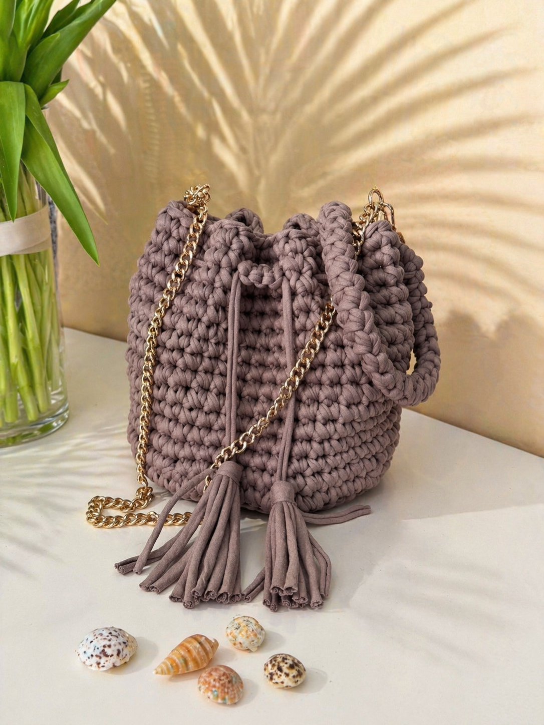 Handmade Crochet Bag – Taupe