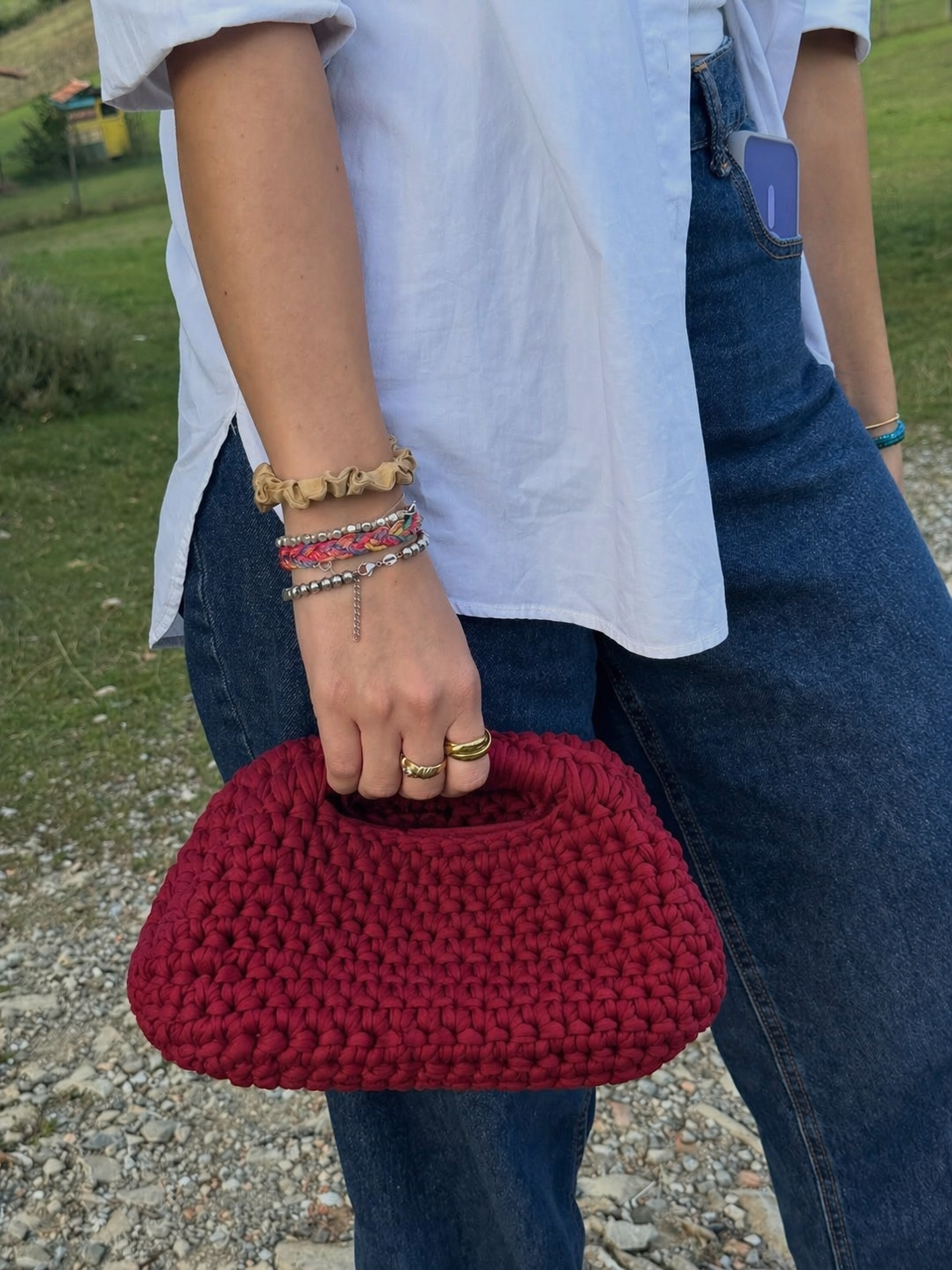 Handmade Crochet Clutch- Red
