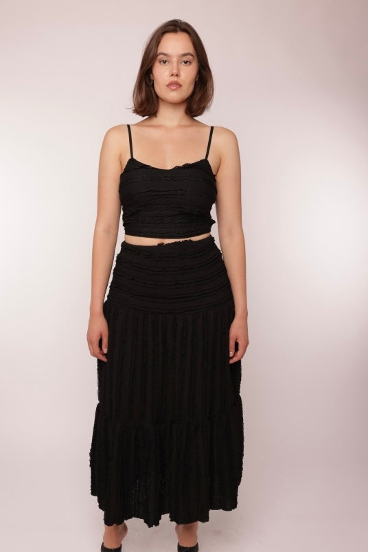 Black Textured Two-Piece Set