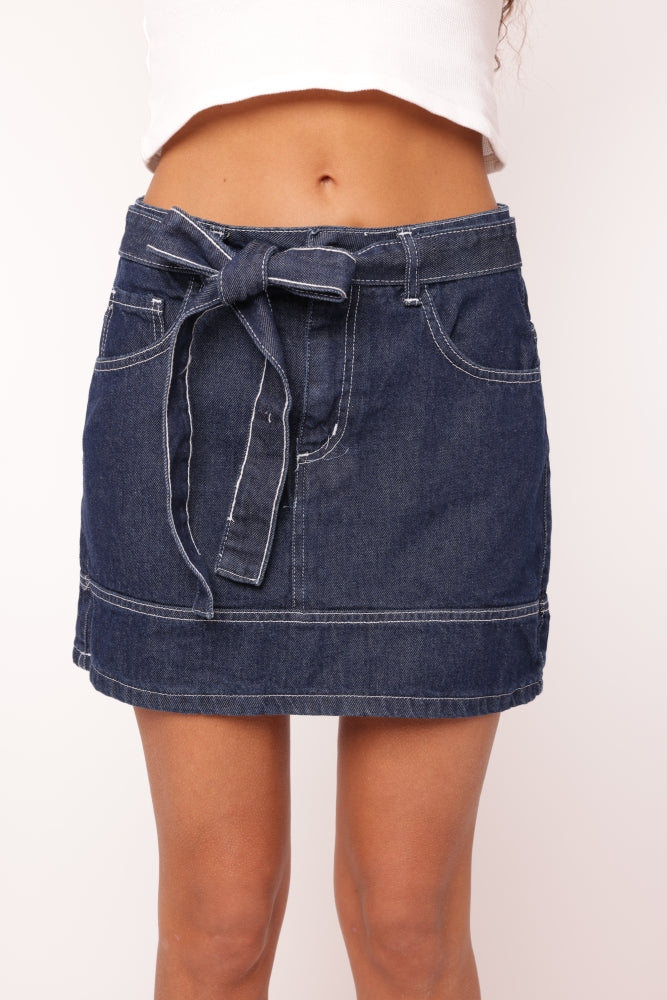 Bow Denim Skirt