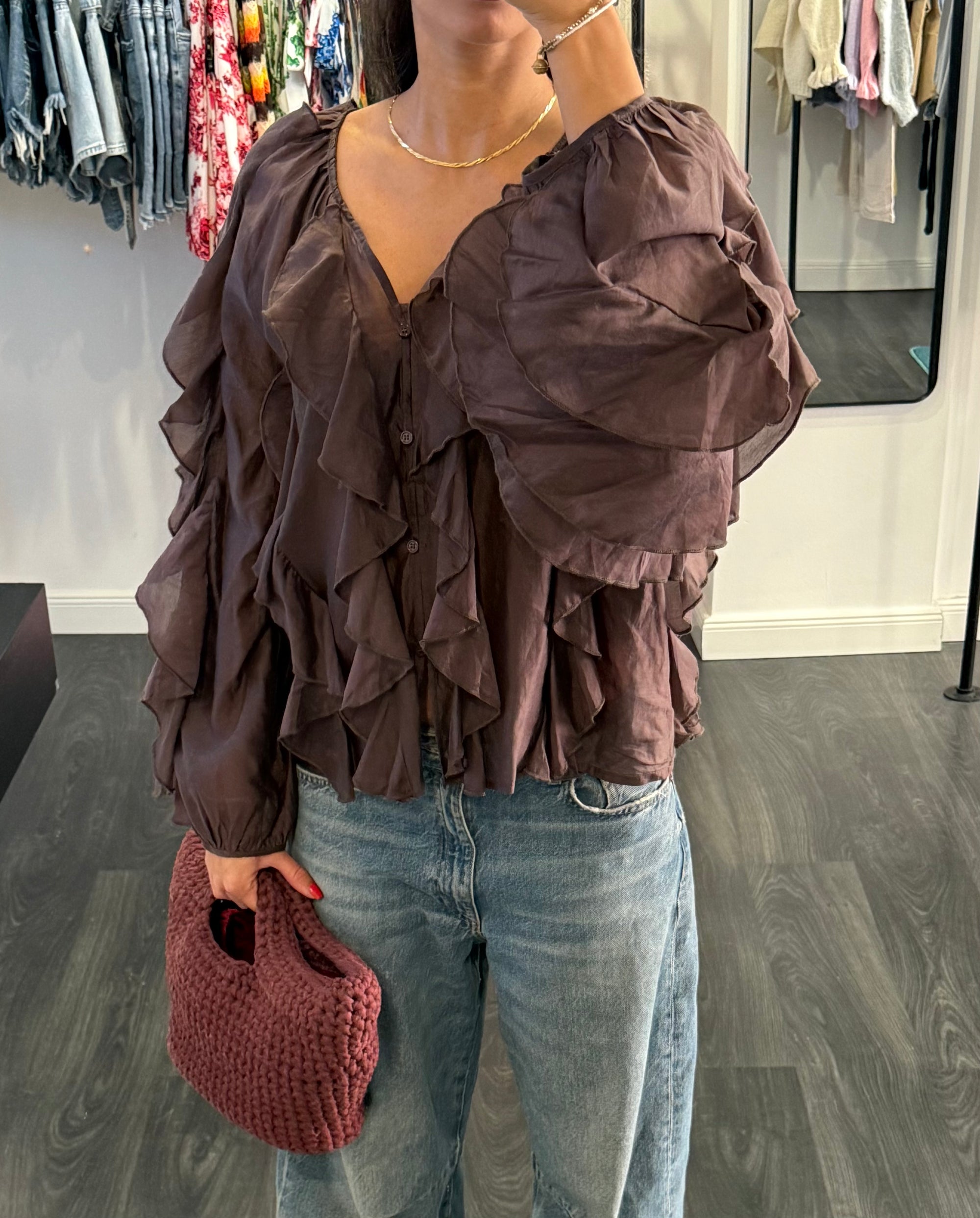 ruffled blouse