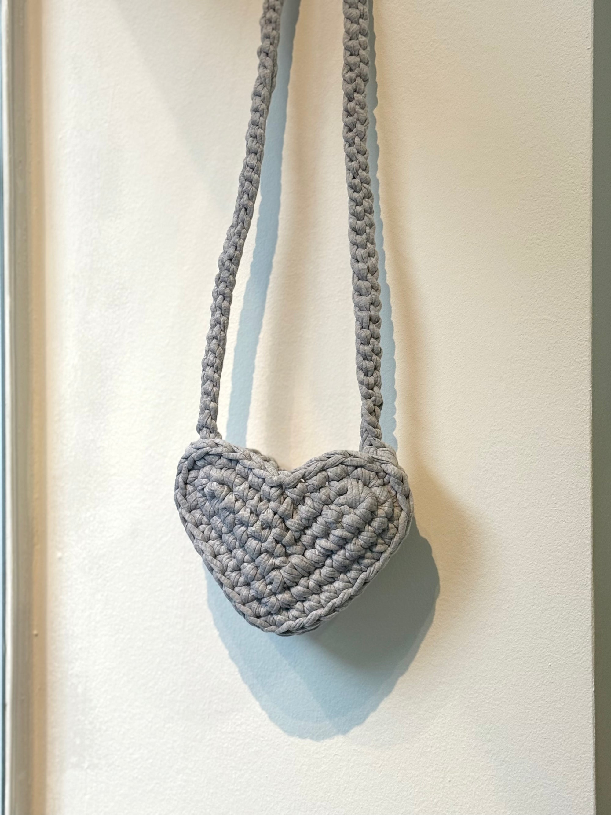 Grey Crochet Heart Bag