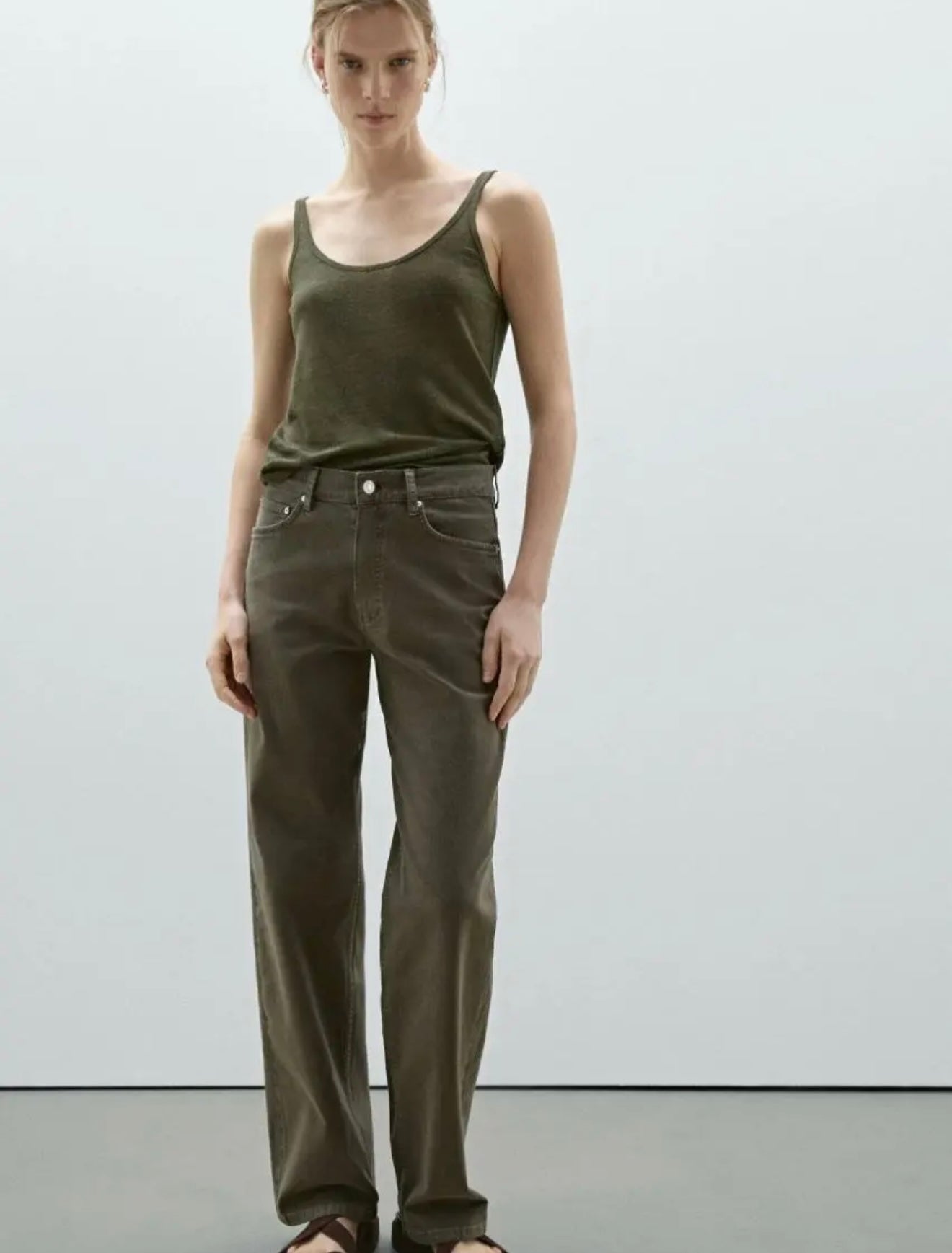 High-Waisted Straight Leg Jeans
