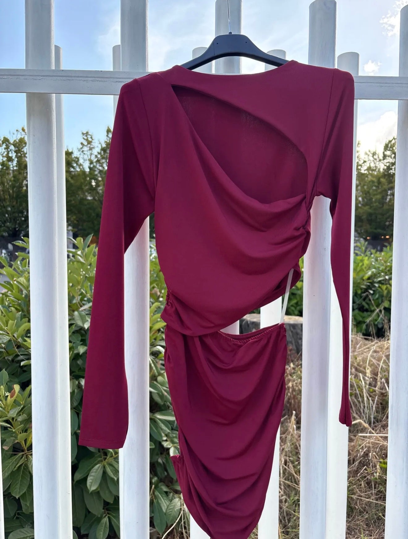 Asymmetric Cut-Out Mini Dress - Red Asymmetric Cut-Out Mini Dress - Red