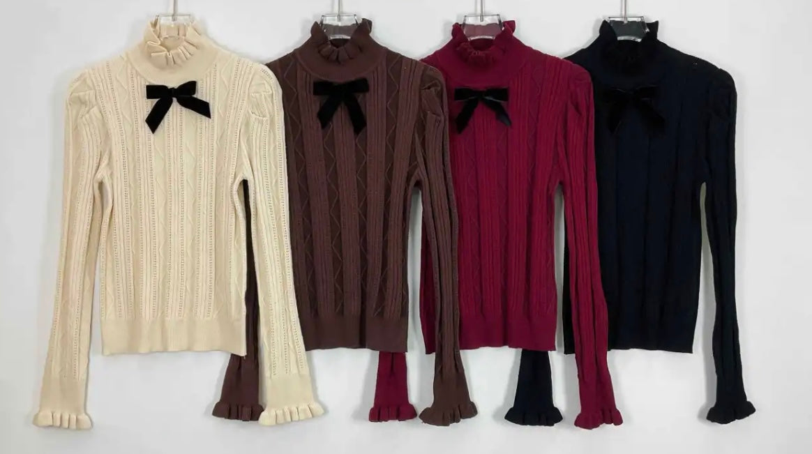Knitted Ruffle Turtleneck Sweater