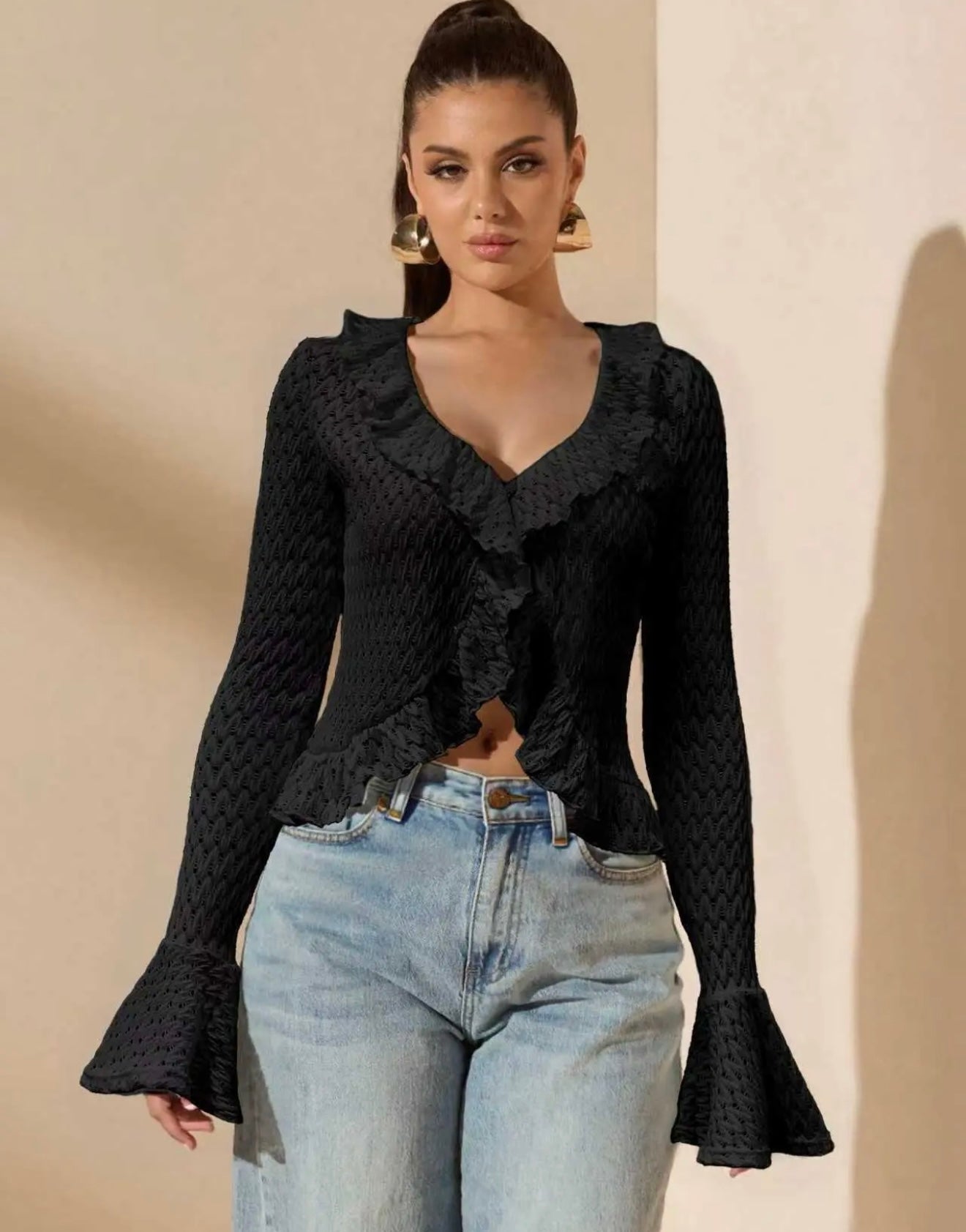 Ruffled Knit Blouse