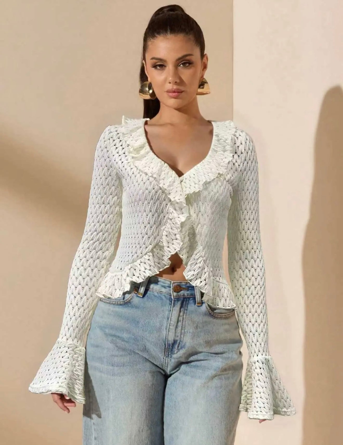 Ruffled Knit Blouse