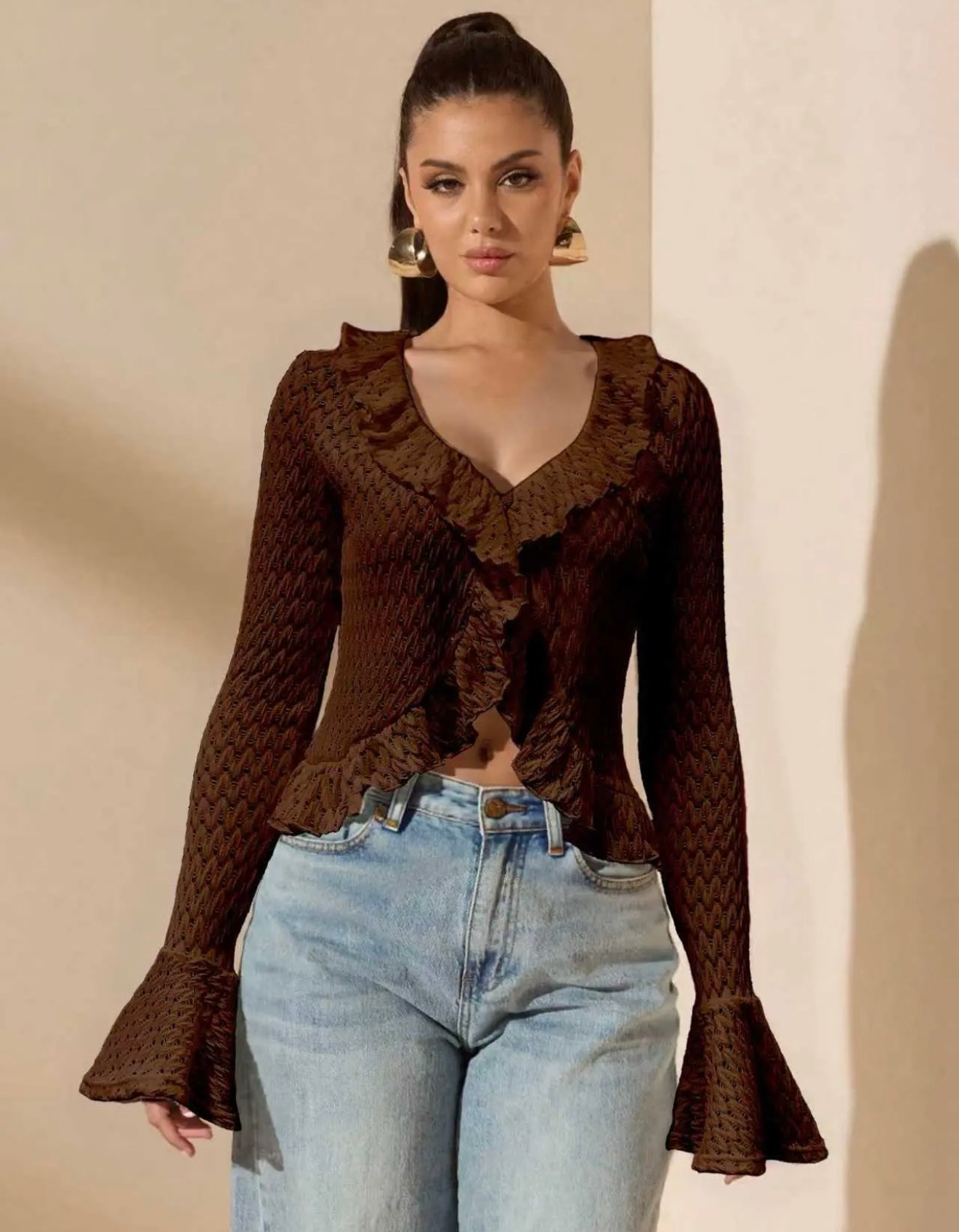 Ruffled Knit Blouse