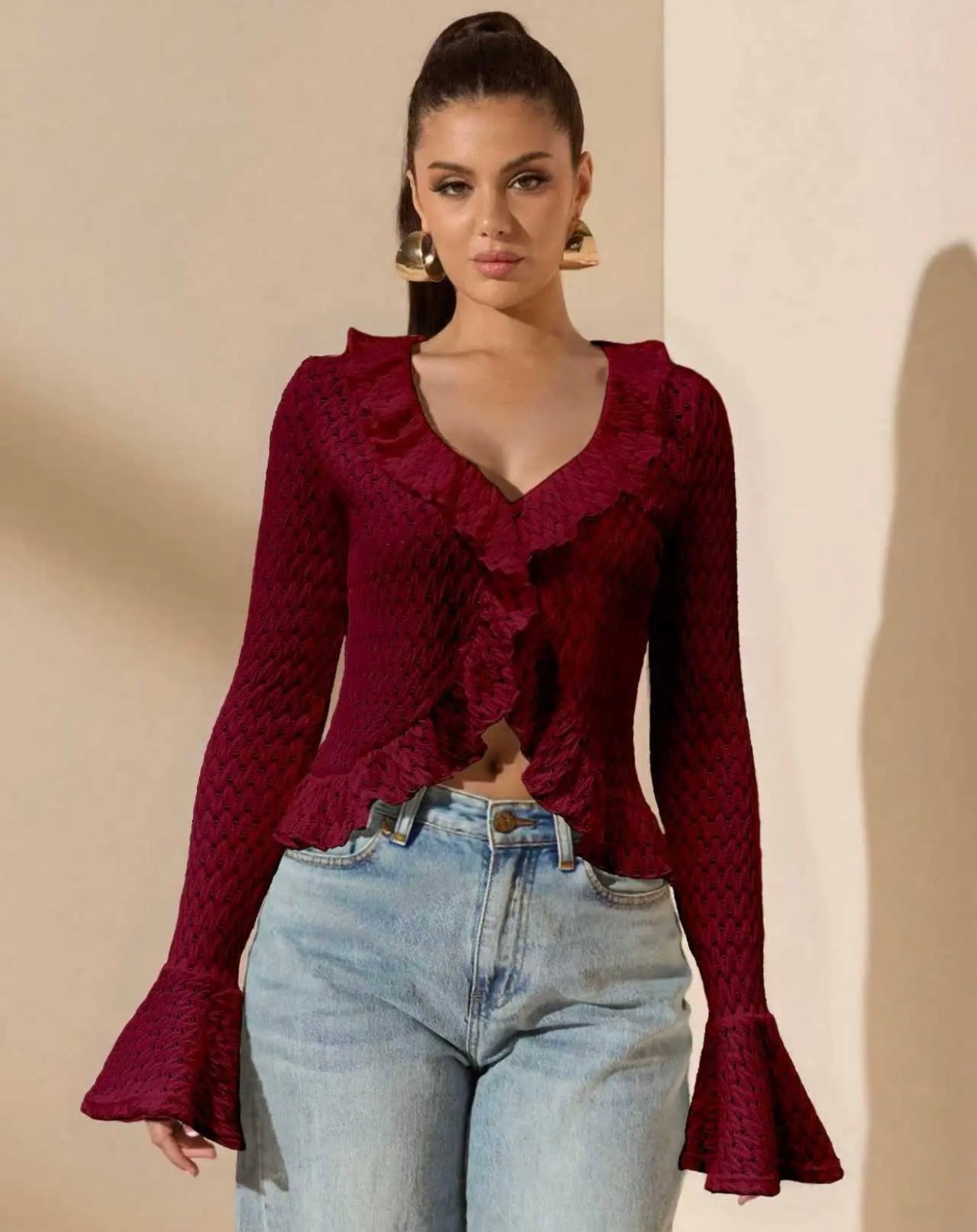 Ruffled Knit Blouse