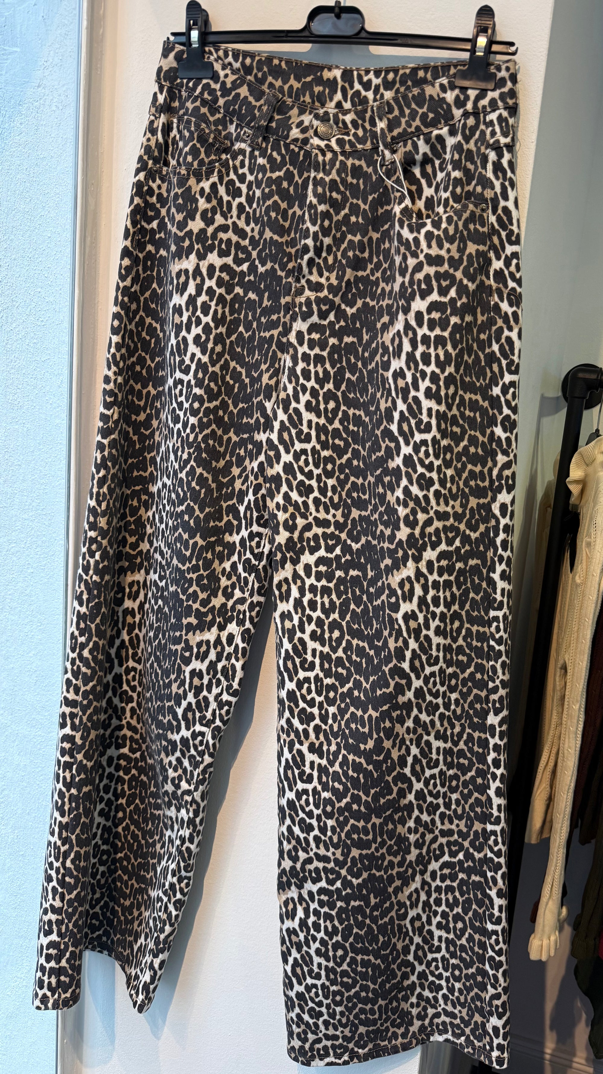 Leopard Print Wide Leg Jeans