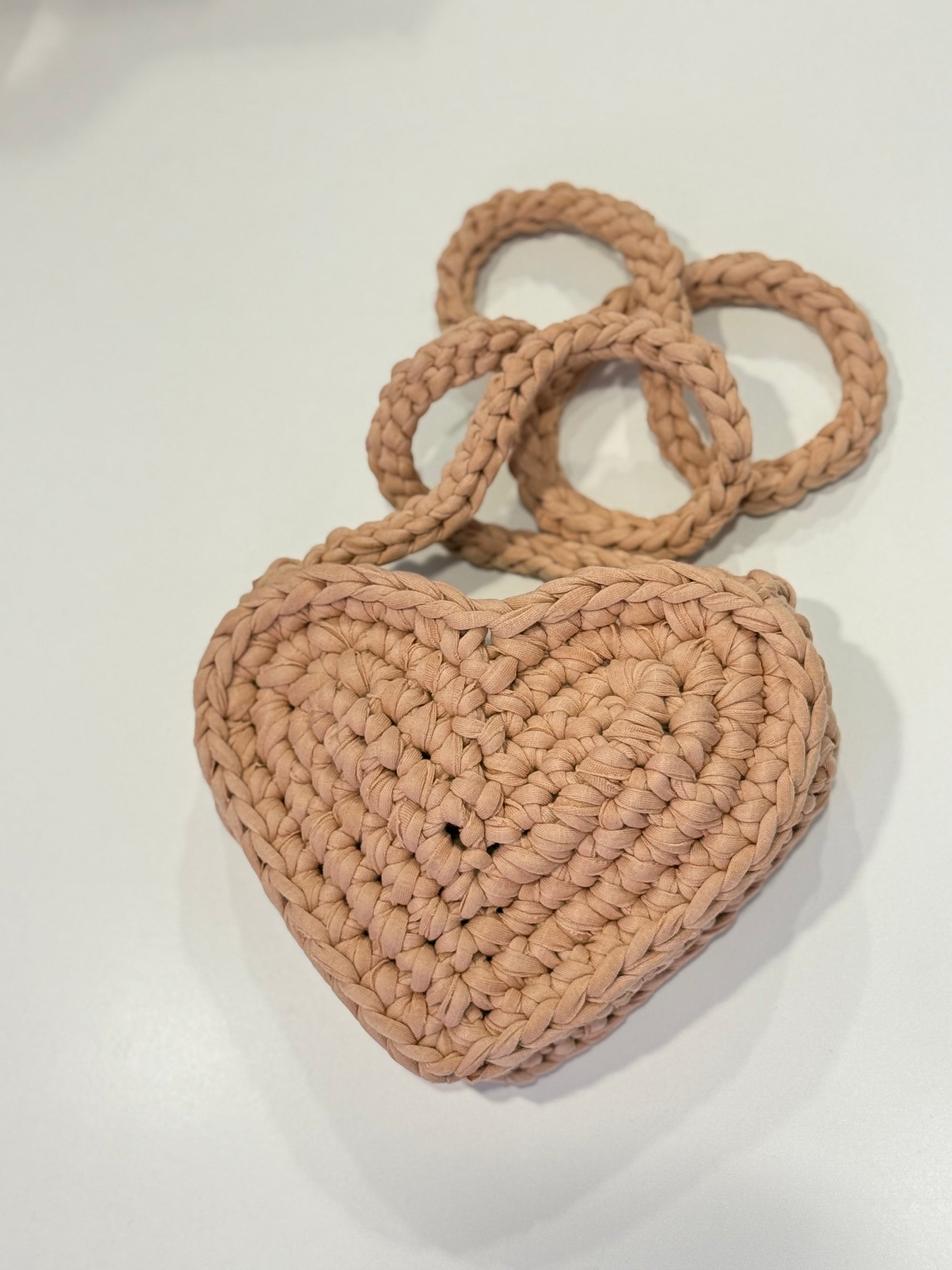 Nude Heart Crochet Bag