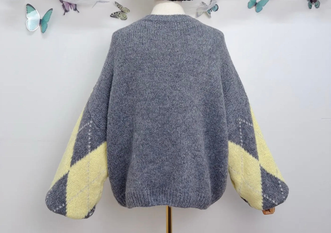 Oversized Argyle Knit Sweater